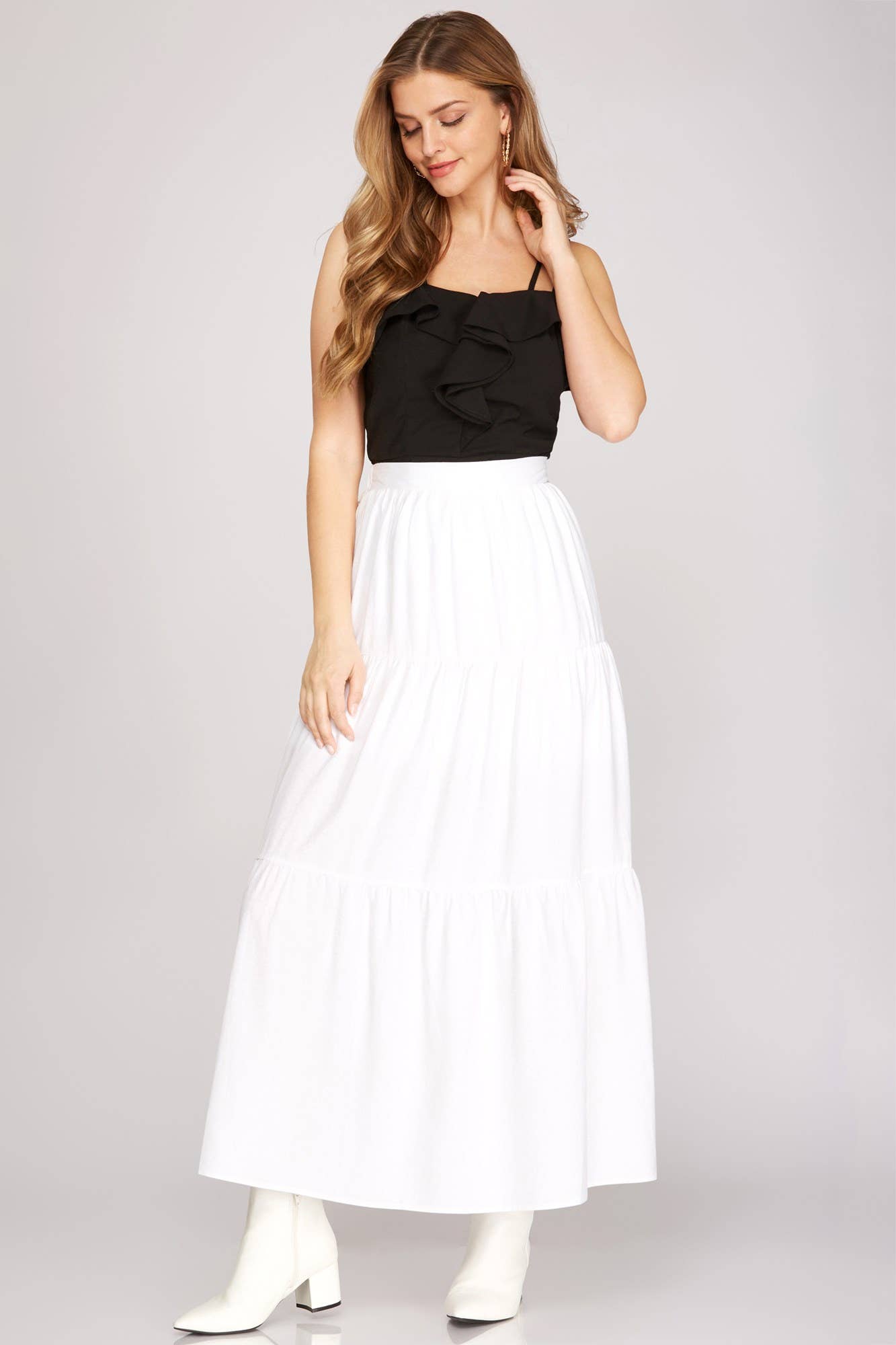 Woven Tiered Long Skirt