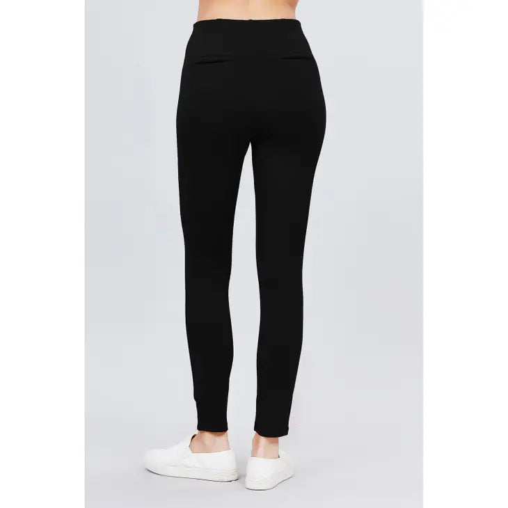 ELASTIC WAISTBAND PONTE PANTS