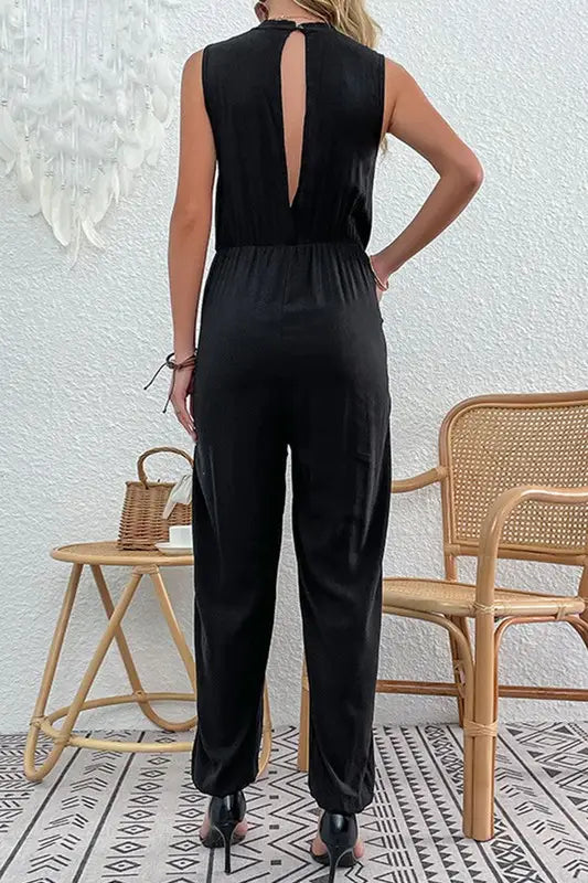 SLEEVELESS V NECK SLIM JUMPSUIT