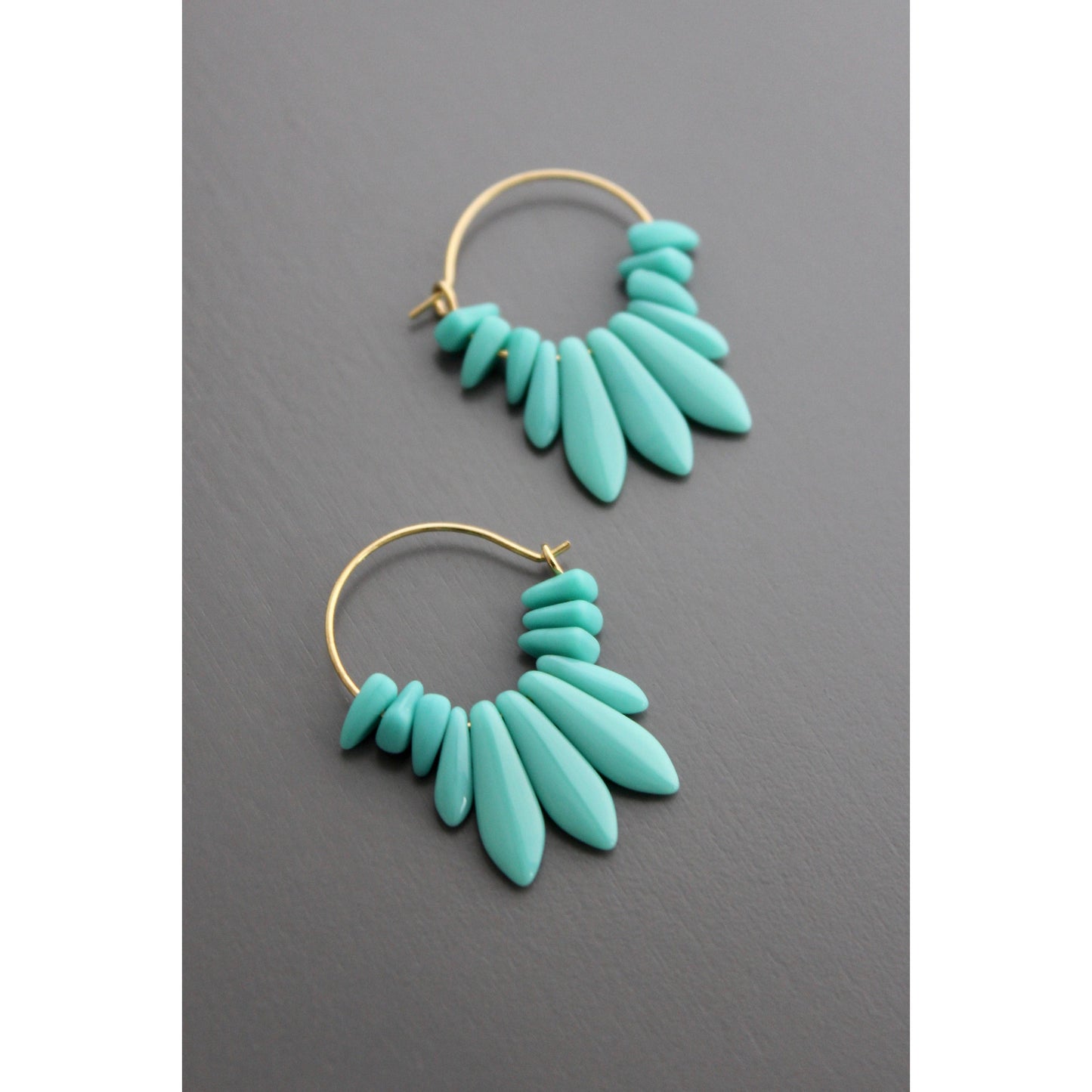 Turquoise glass small hoops