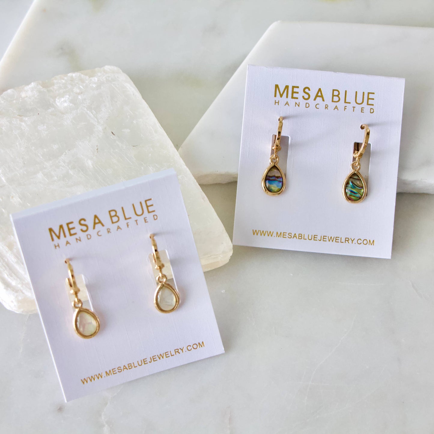 Abalone Teardrop Huggie Earrings