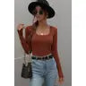 CABLE KNIT LONG SLEEVE SWEAT TOP