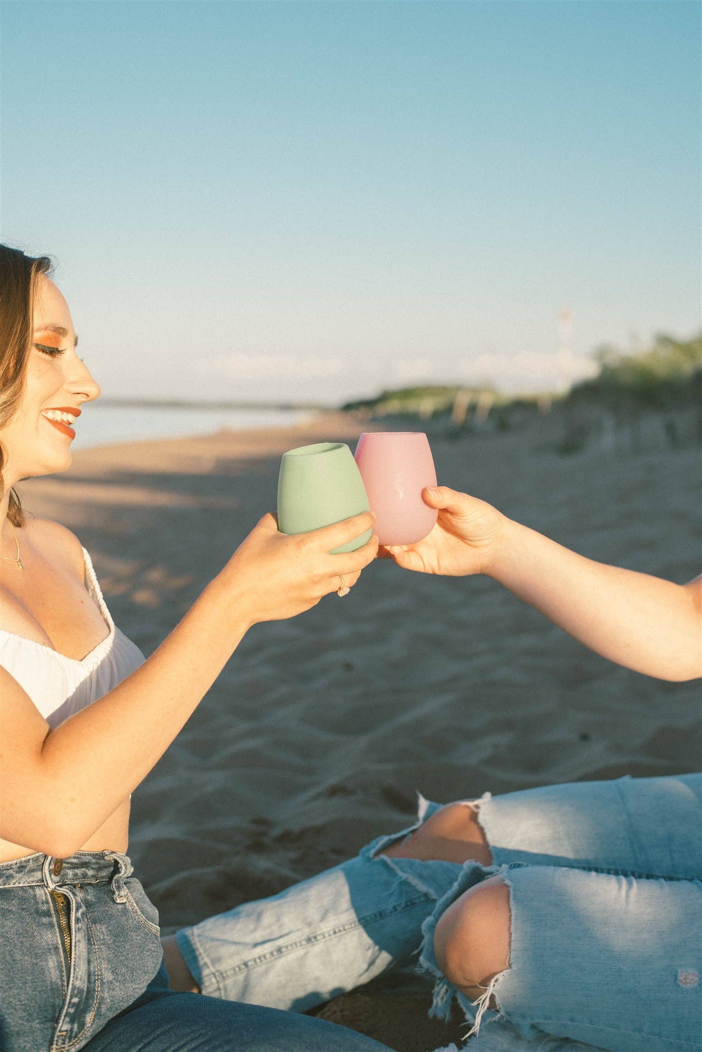 Unbreakable Portable Silicone Travel Wine Glasses + Bag:Pink