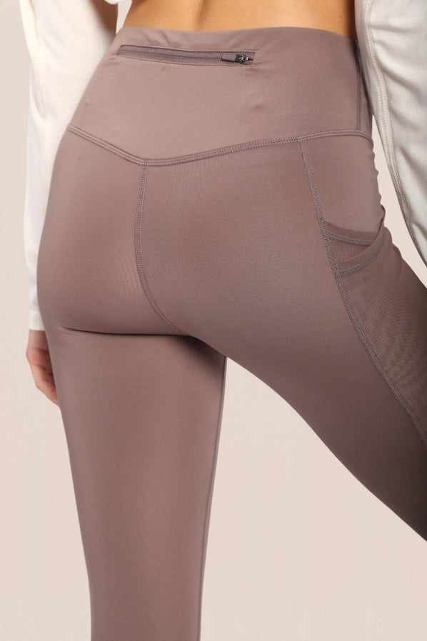 Overlay Mesh Pocket High-Waisted Leggings