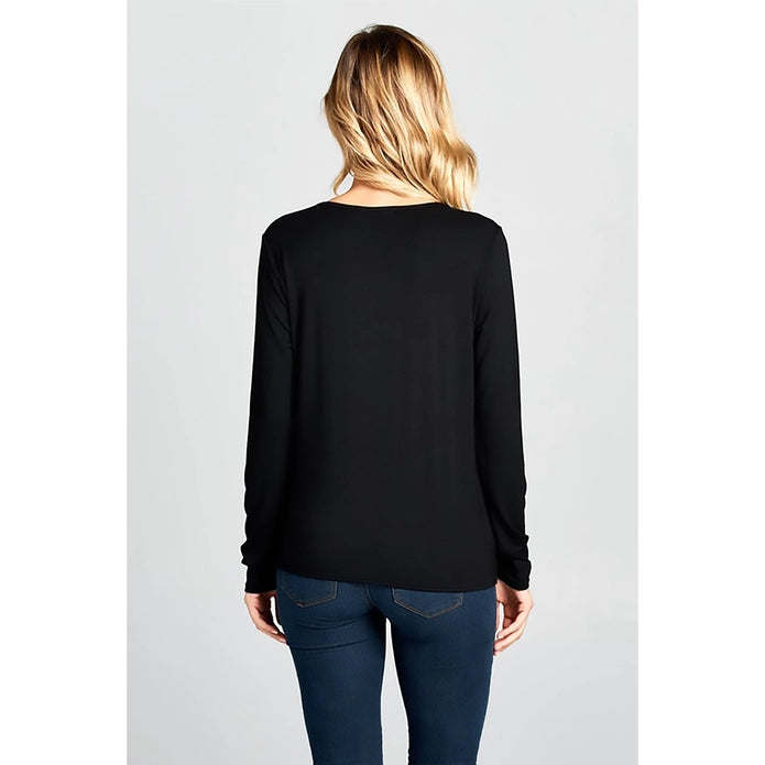 Long Sleeve Surplice Knit Top