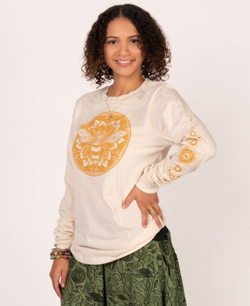 Bee Mandala Long Sleeve Organic T-Shirt