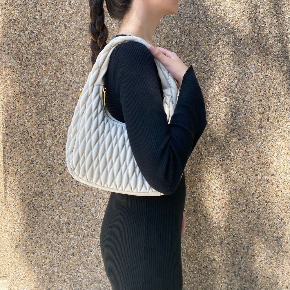 Sophia Recycled Vegan Shoulder Bag in Bone