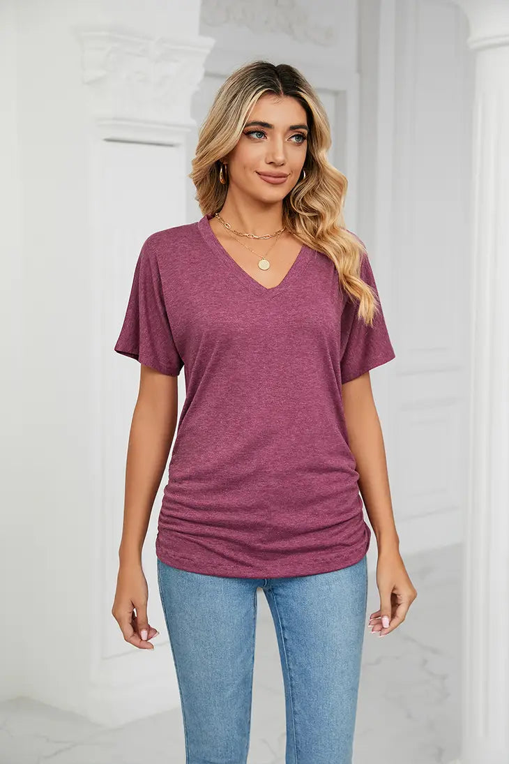 Short Sleeve V Neck