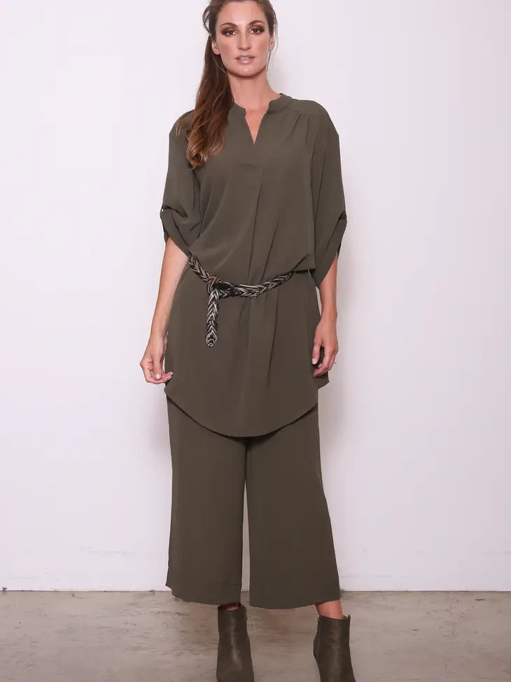 Loose-Fit Tunic Shirt Dress