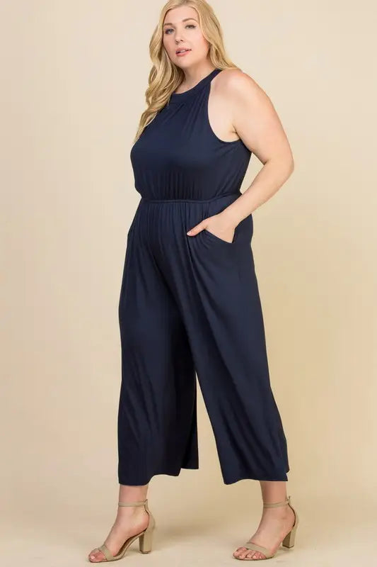 Cropped Wide Leg Jumpsuit