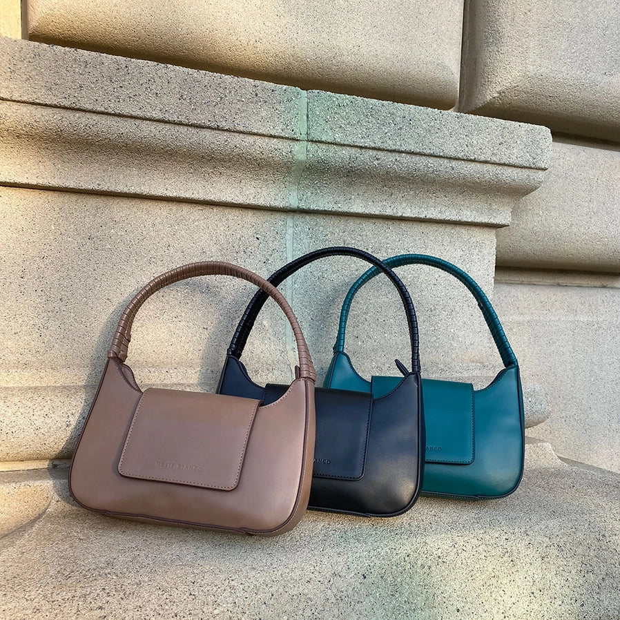 Monique Recycled Vegan Shoulder Bag in Jade