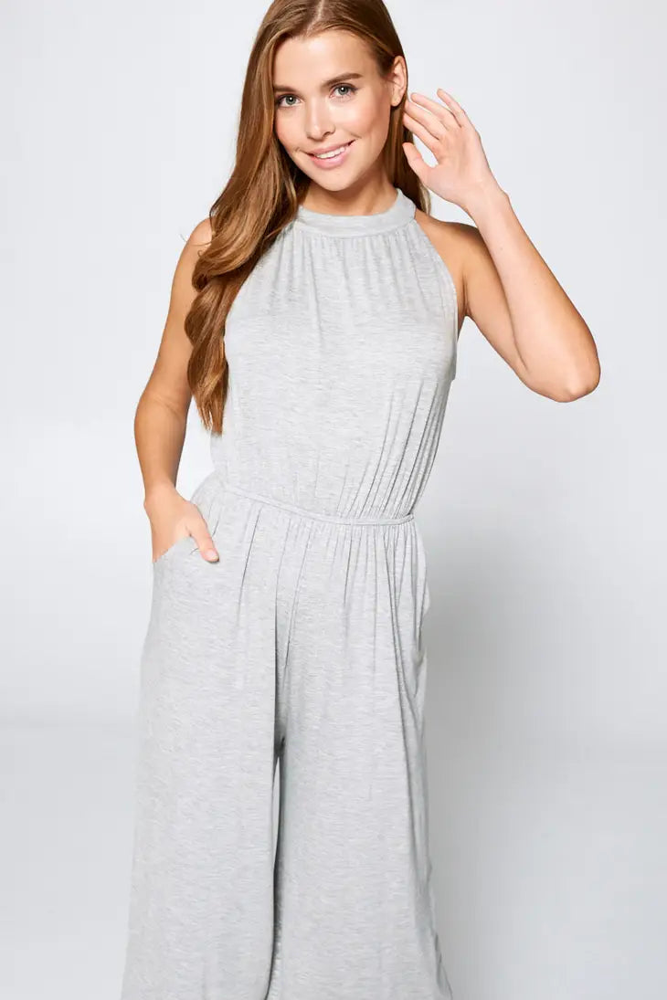 Cropped Wide Leg Jumpsuit