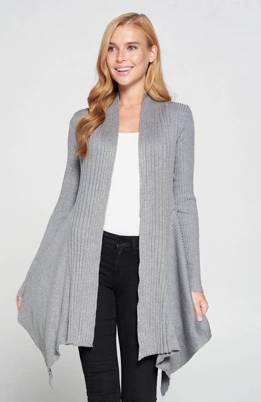 Super Soft Asymmetric Solid Rib Sweater Cardigan