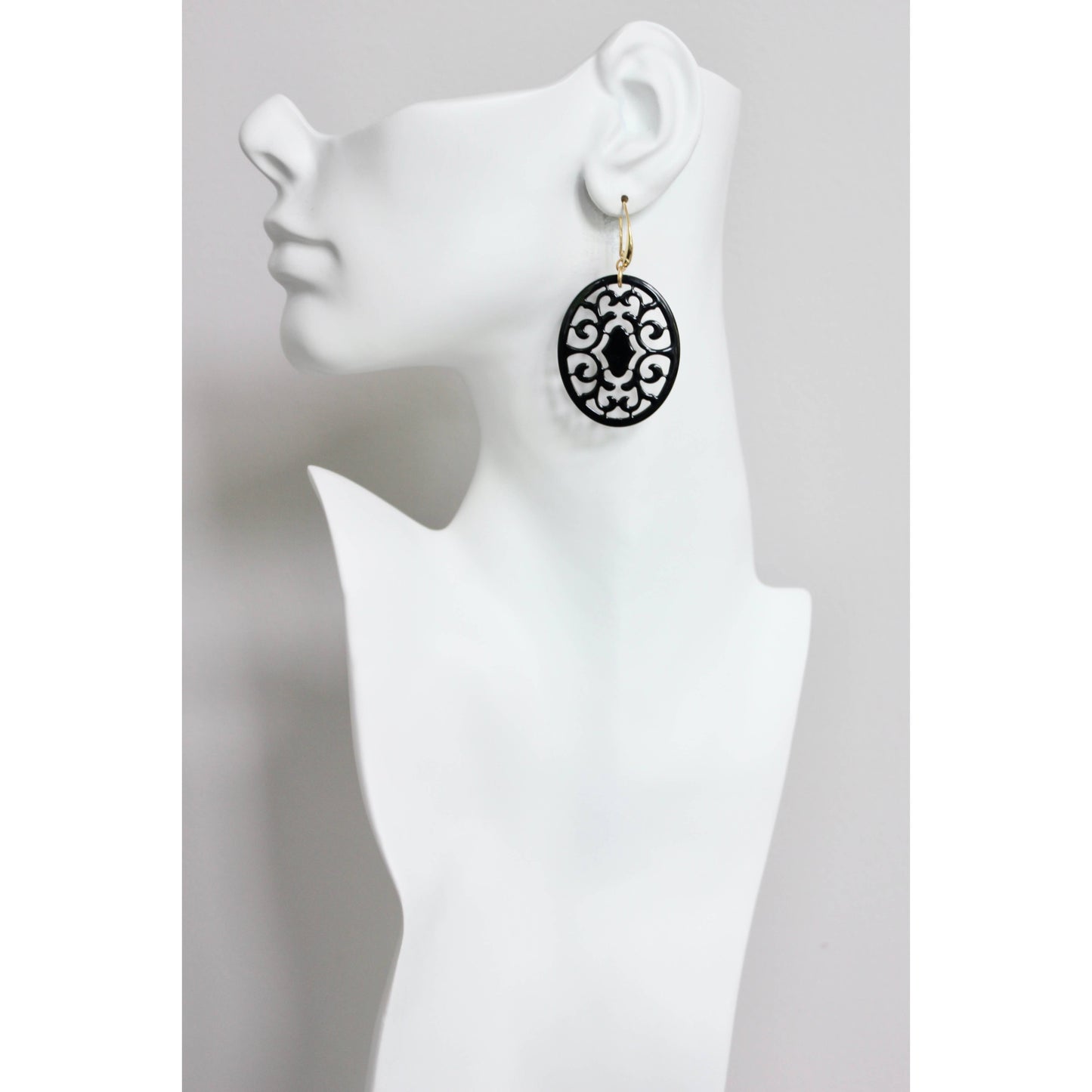 Black oval earrings
