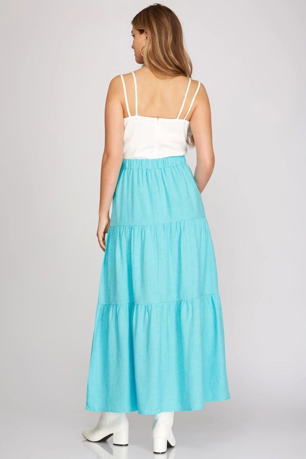 Woven Tiered Long Skirt