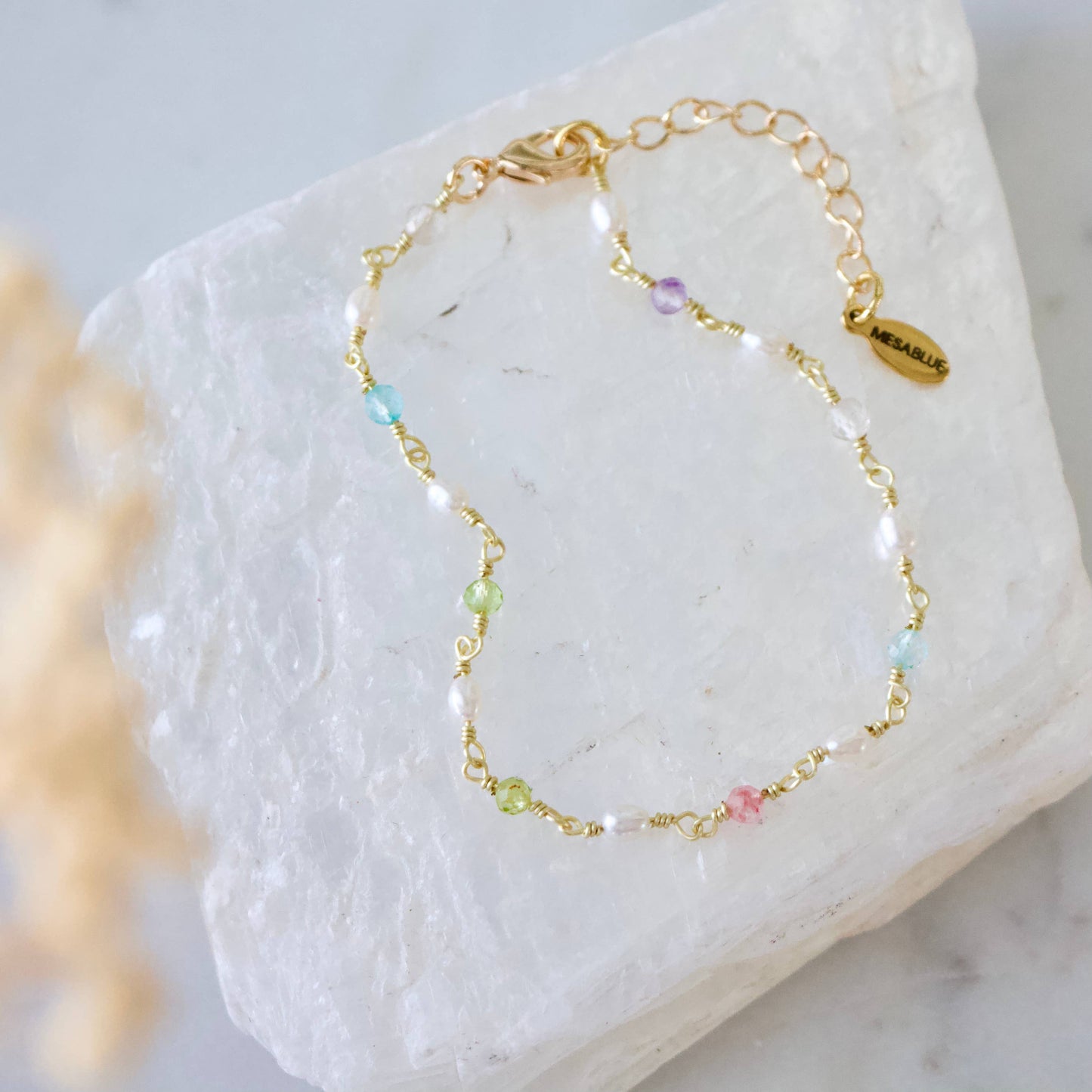 Pearl And Mixed Stone Beaded Bracelet