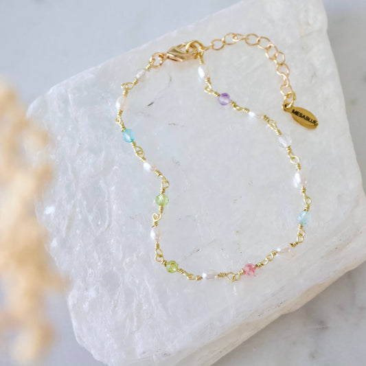 Pearl And Mixed Stone Beaded Bracelet
