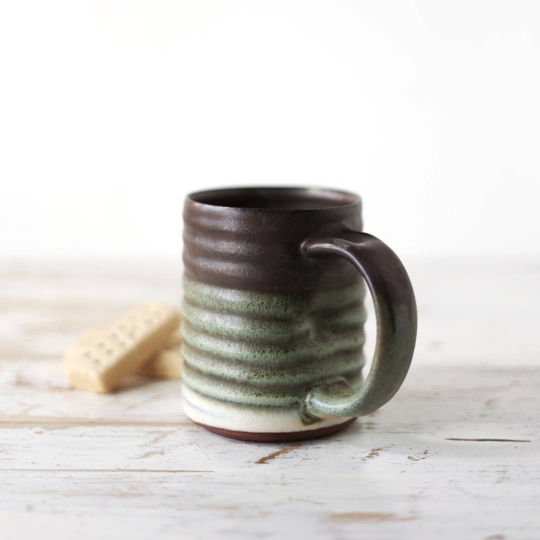 Big Handle Mug in Mossy Forest Glaze | Handmade Pottery
