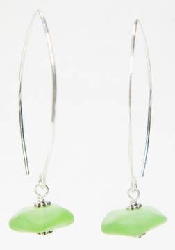 Eco Sea Glass Large Marquis Earrings - Peridot