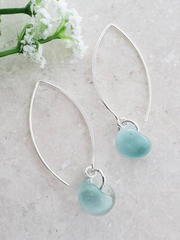 Silver Marquis Earrings in Sky Blue