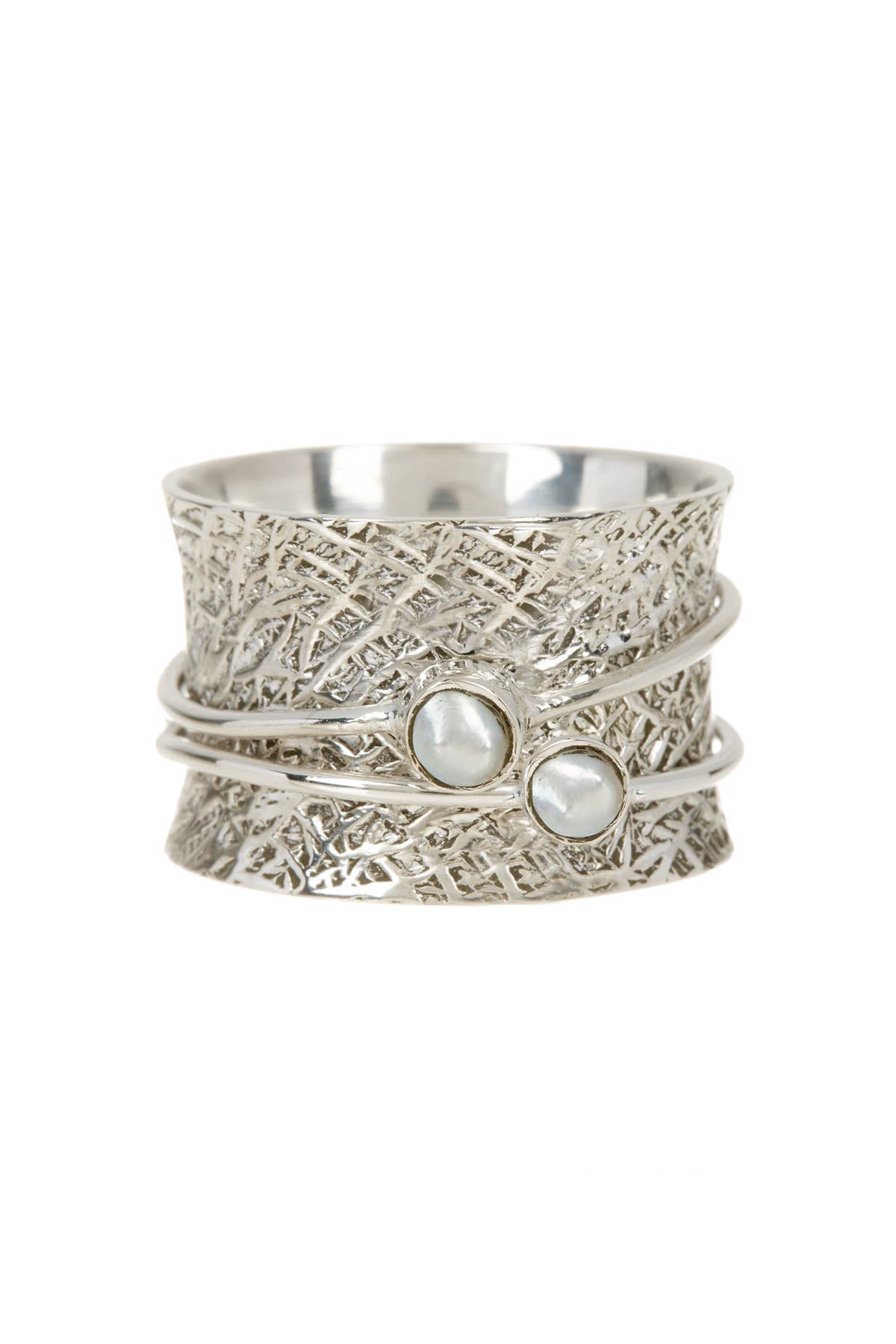 Sterling Silver Freshwater Pearl Spinner Ring - SF/SS