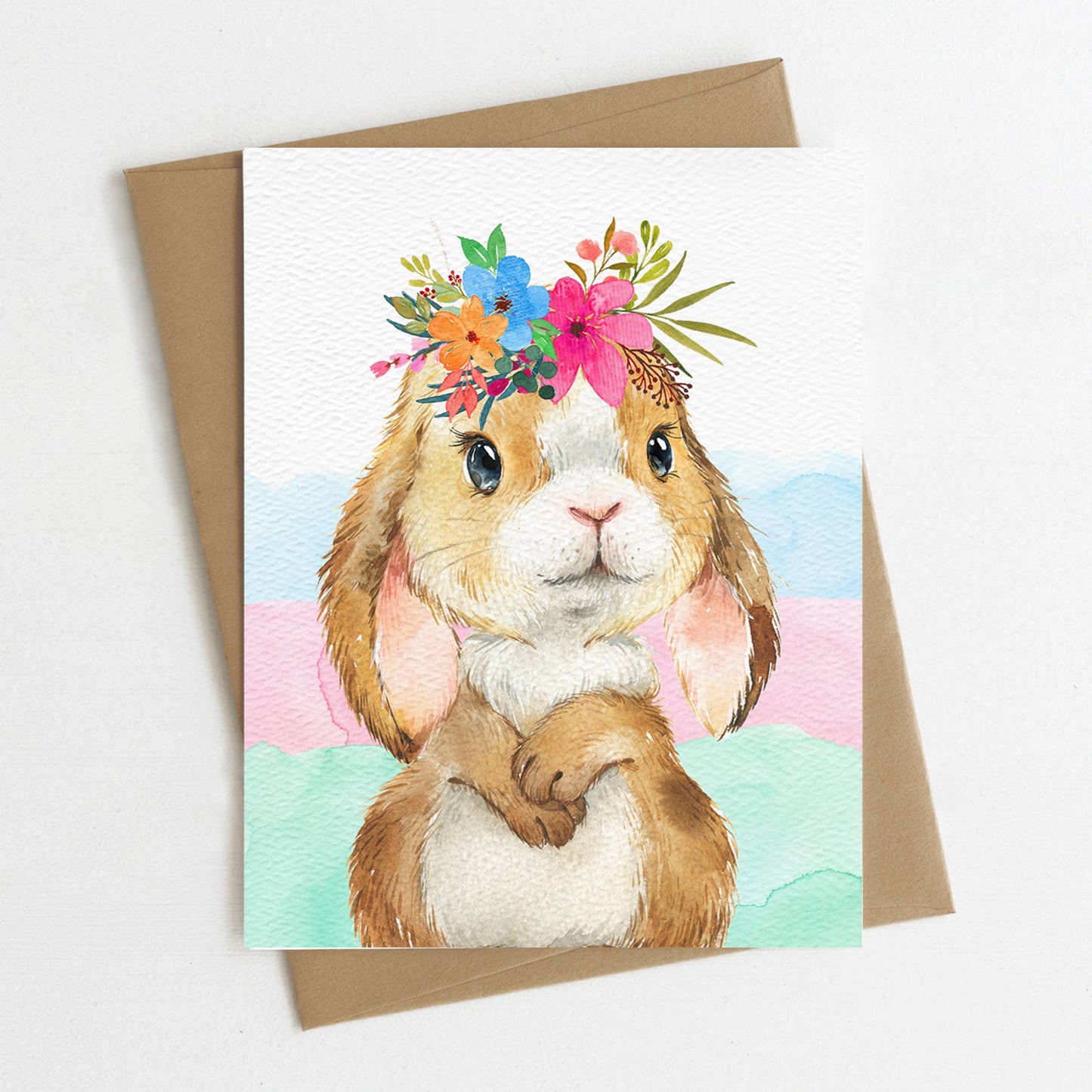 Easter Bunny Greeting Card, Animal Card, Bunny Art, Rabbit