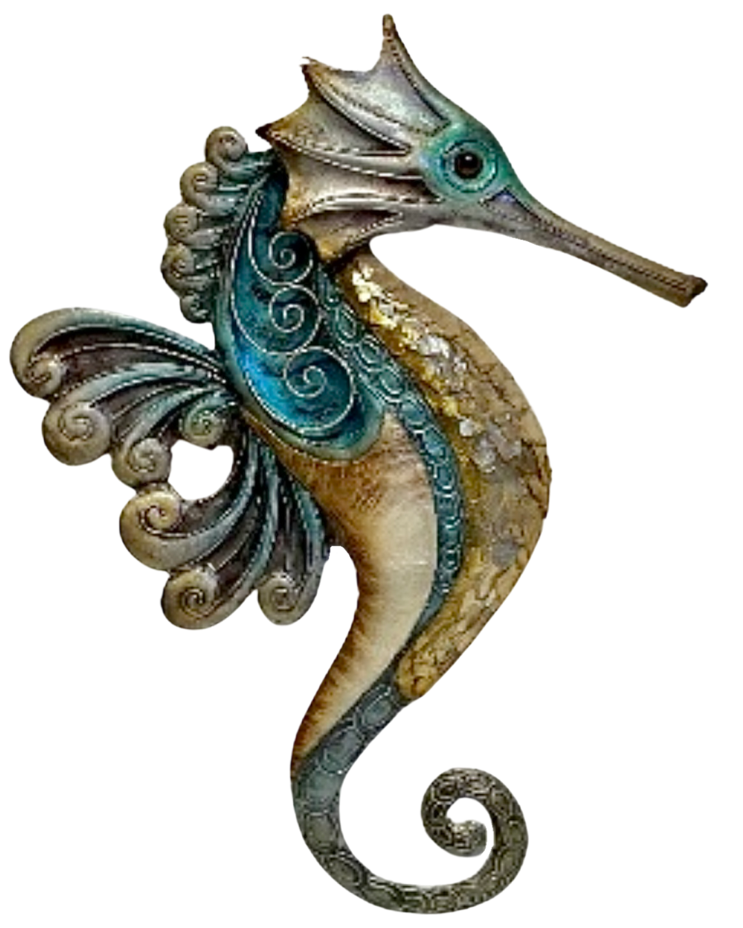 Capiz Shell & Metal Seahorse Wall Art