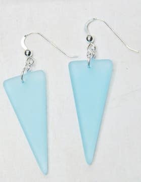 Eco Sea Glass Shield Earrings - Turquoise