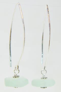 Eco Sea Glass Large Marquis Earrings - Sea Foam