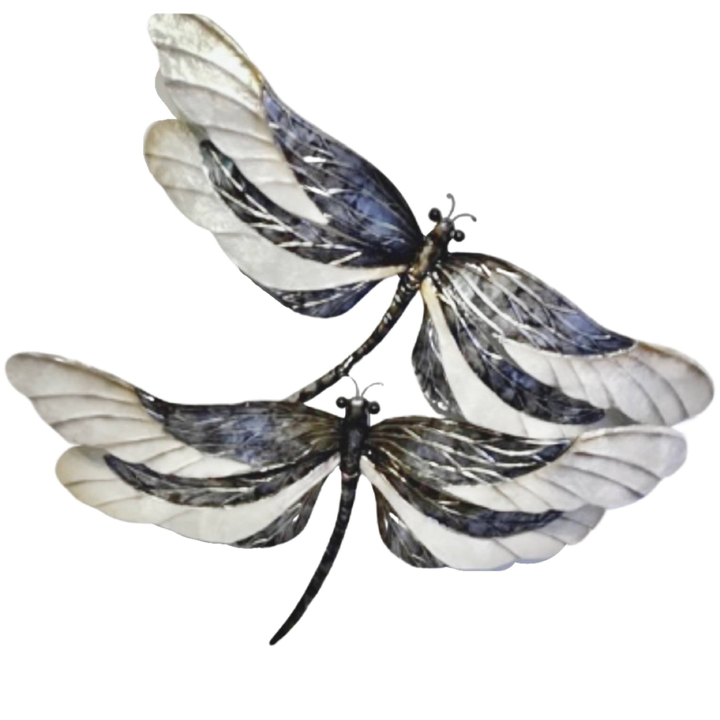 Capiz Shell & Metal Double Dragonfly in White
