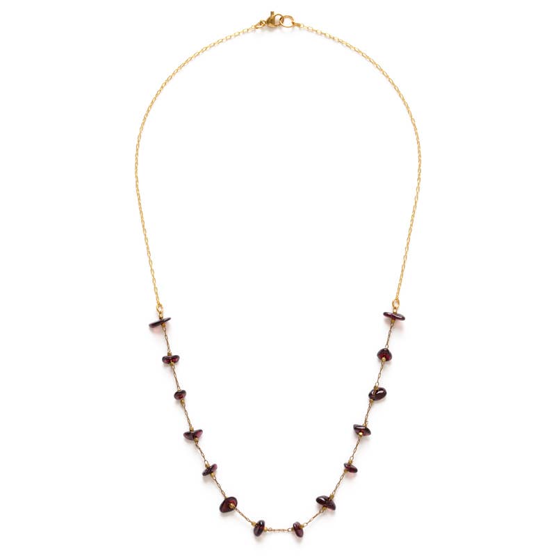Gemstone Chips Necklace - Garnet