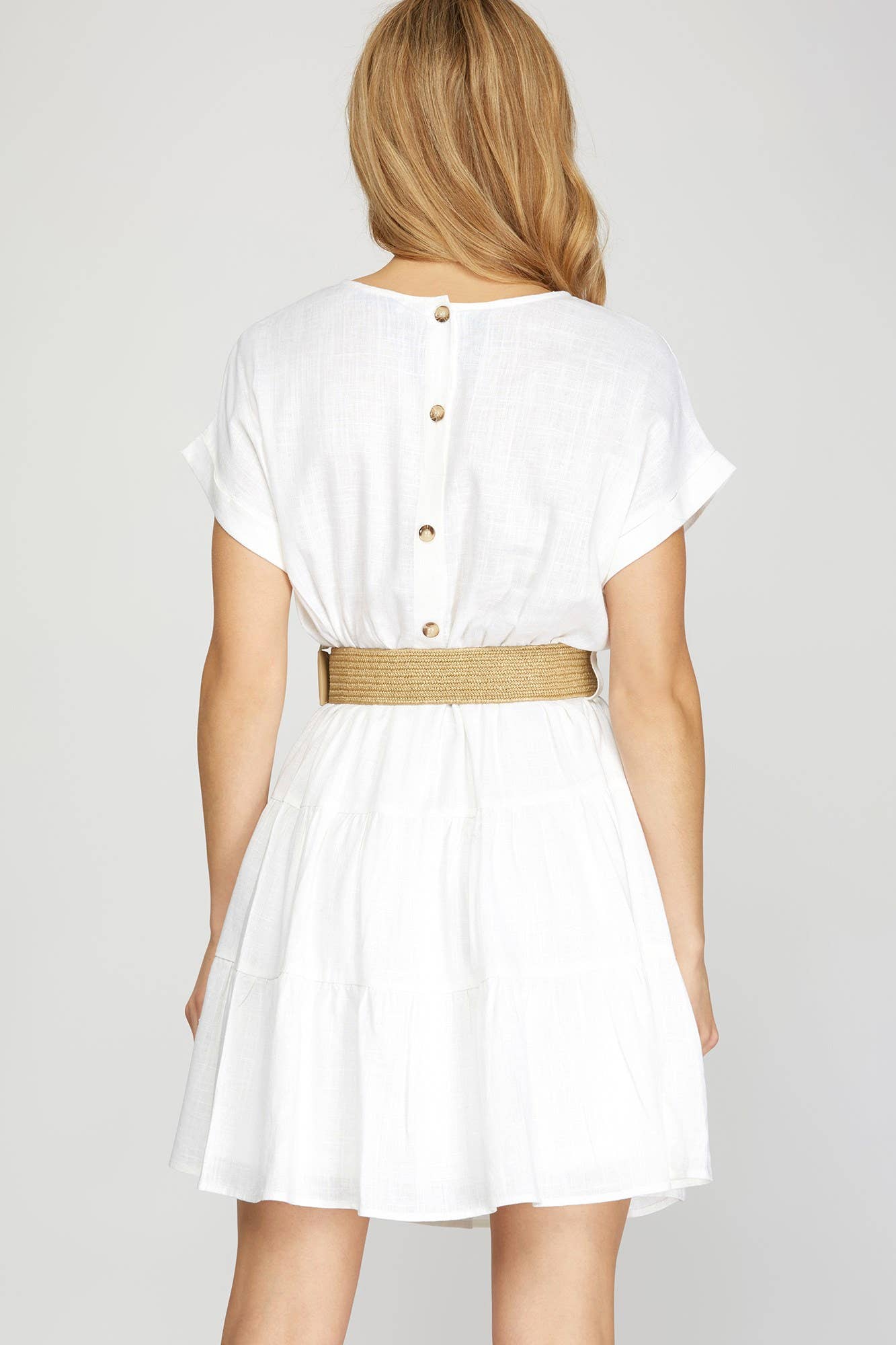 Woven Dress With Belt