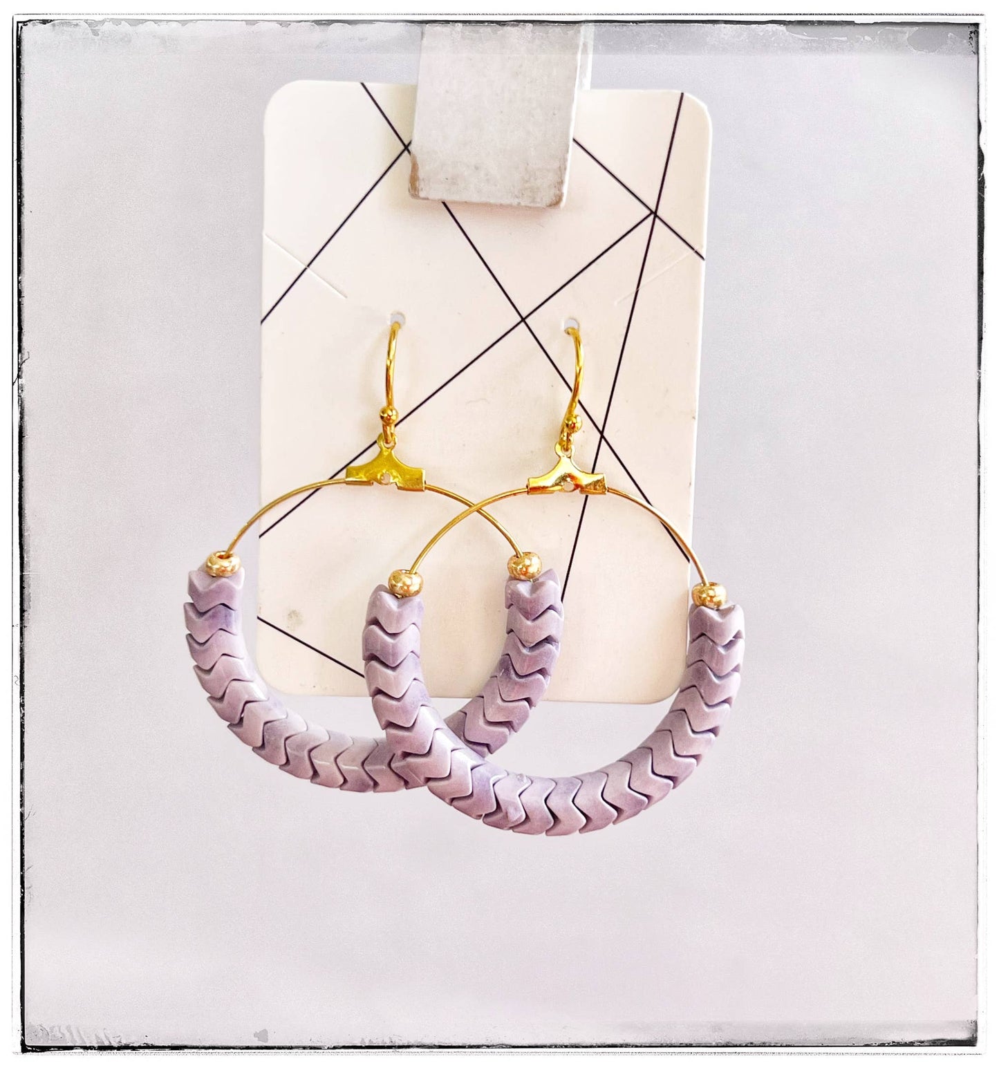 Glass Hoop Dangle Statement Chandelier Earring Purple