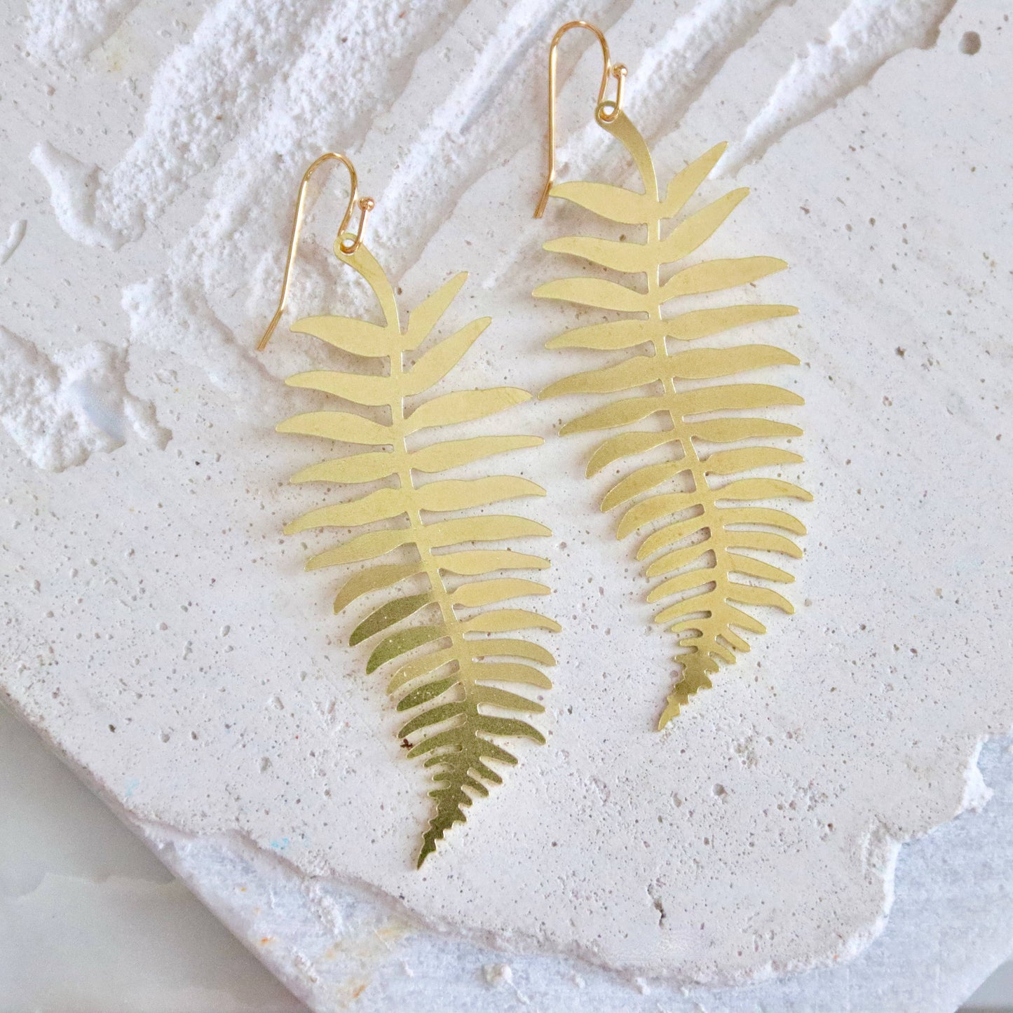 Brass Fern Leaf Earrings