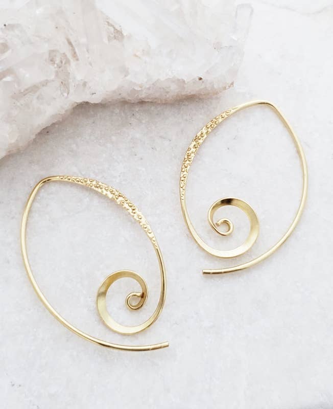 Gold Hammered Spiral Spike Earrings