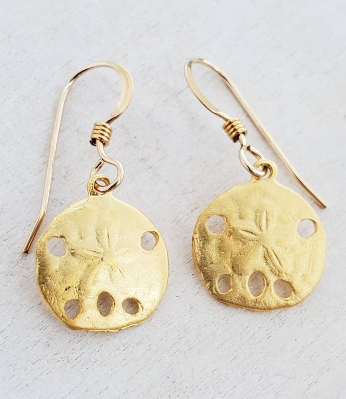 Gold Sand Dollar Earrings