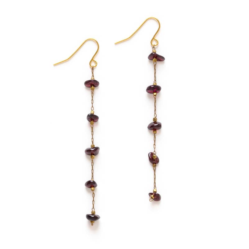 Gemstone Chips Earrings - Garnet