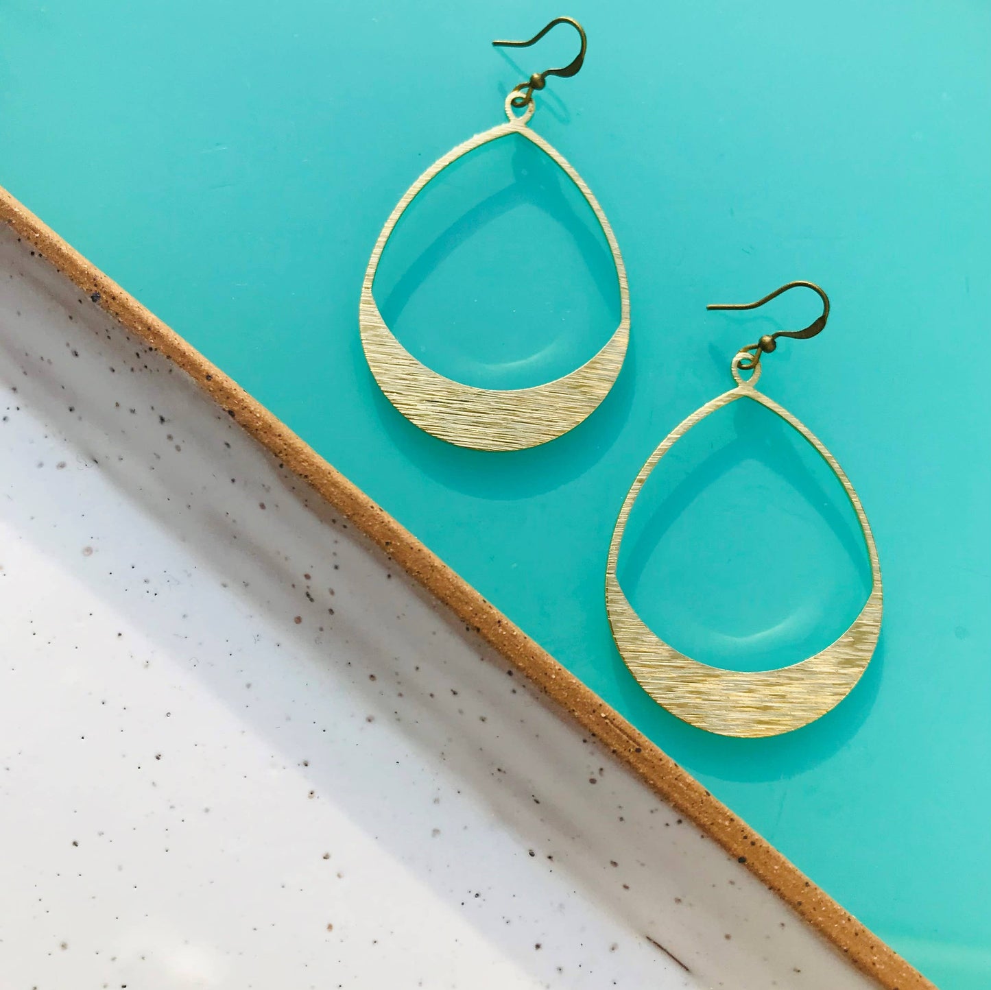 Eleanor Hoop Earrings-Textured Brass