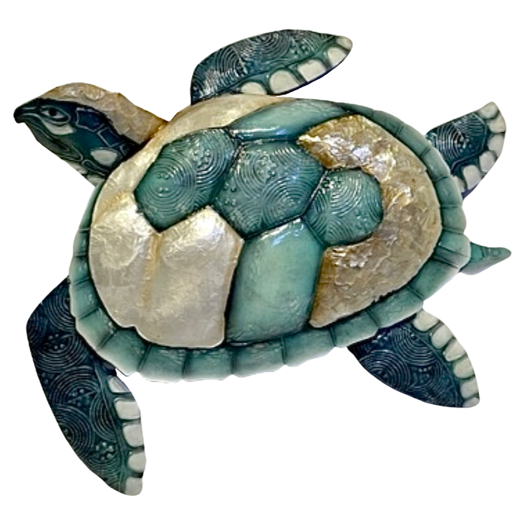 Capiz Shell & Metal Sea Turtle Wall Art