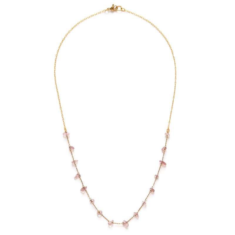 Gemstone Chips Necklace - Rose Quartz