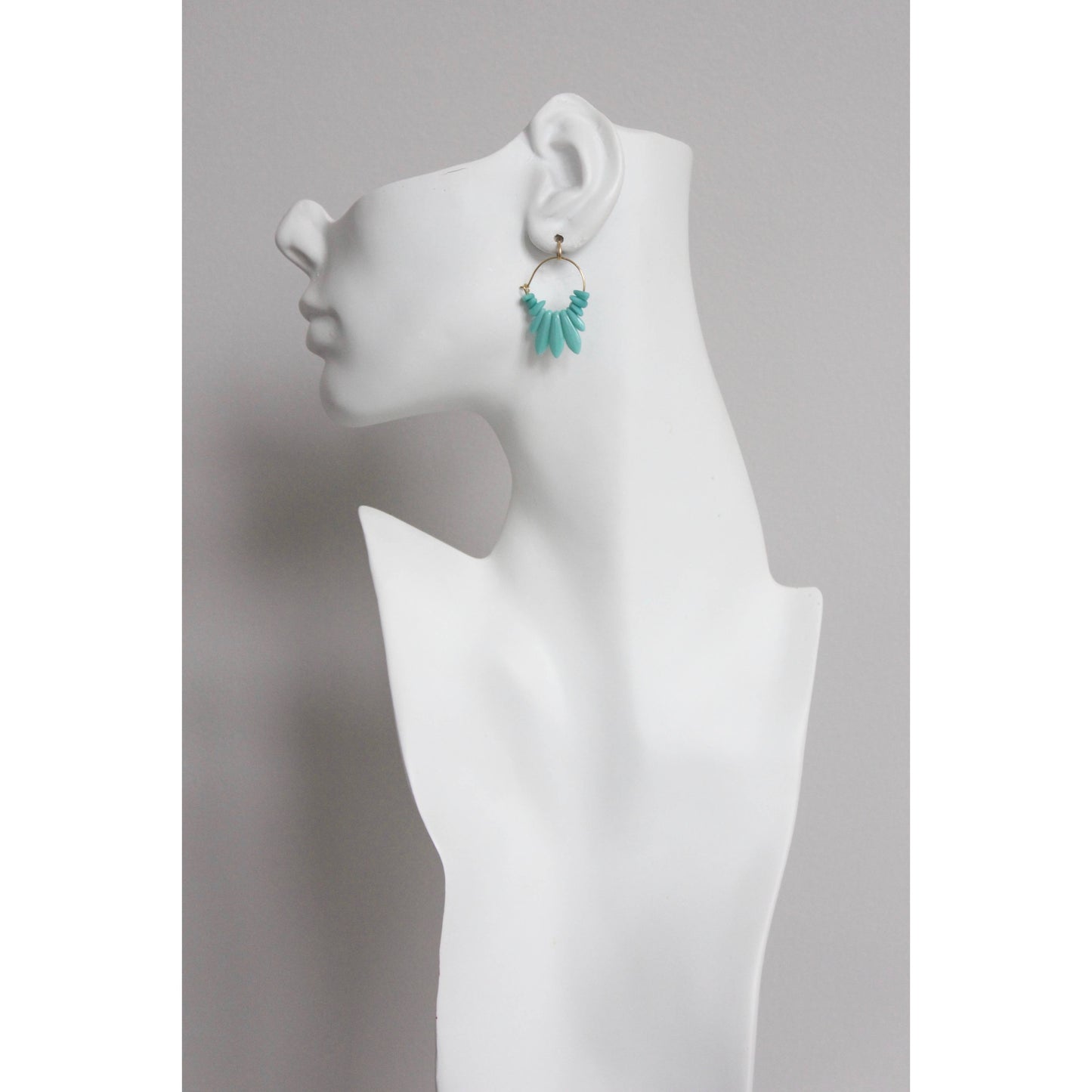Turquoise glass small hoops