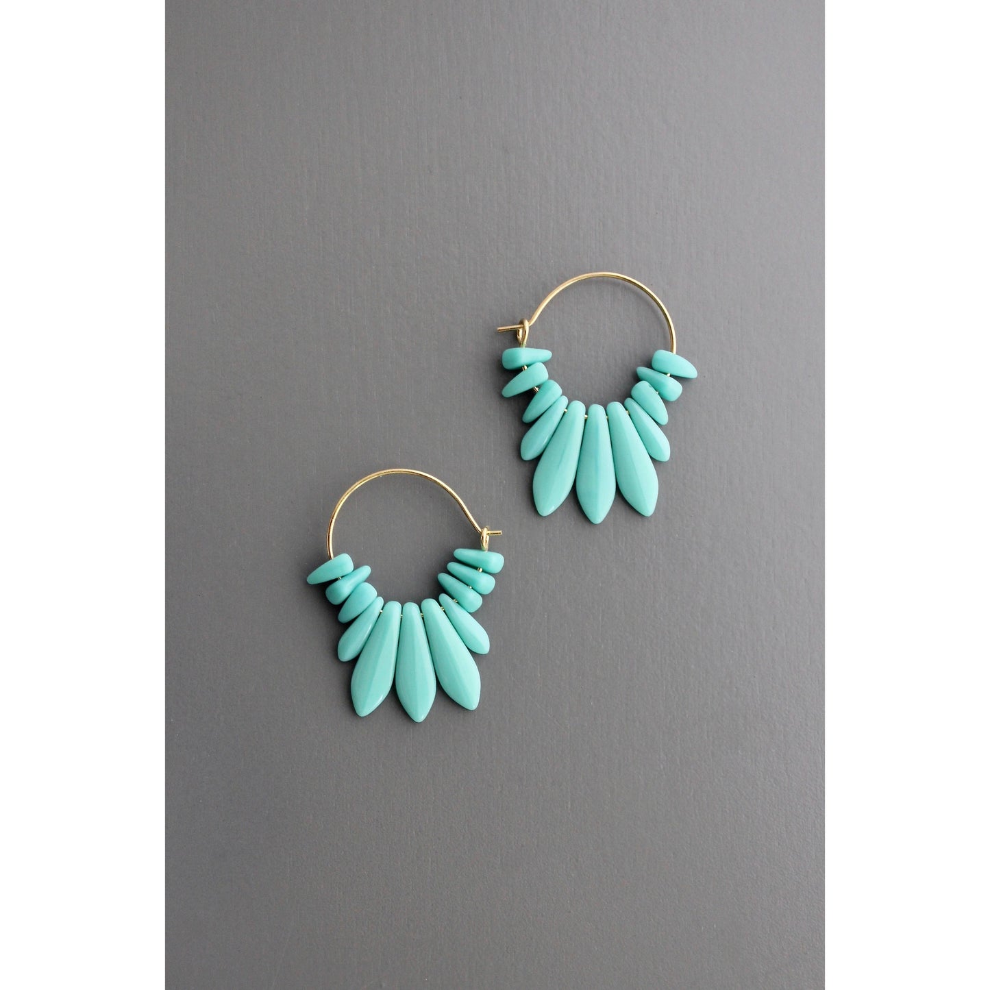 Turquoise glass small hoops