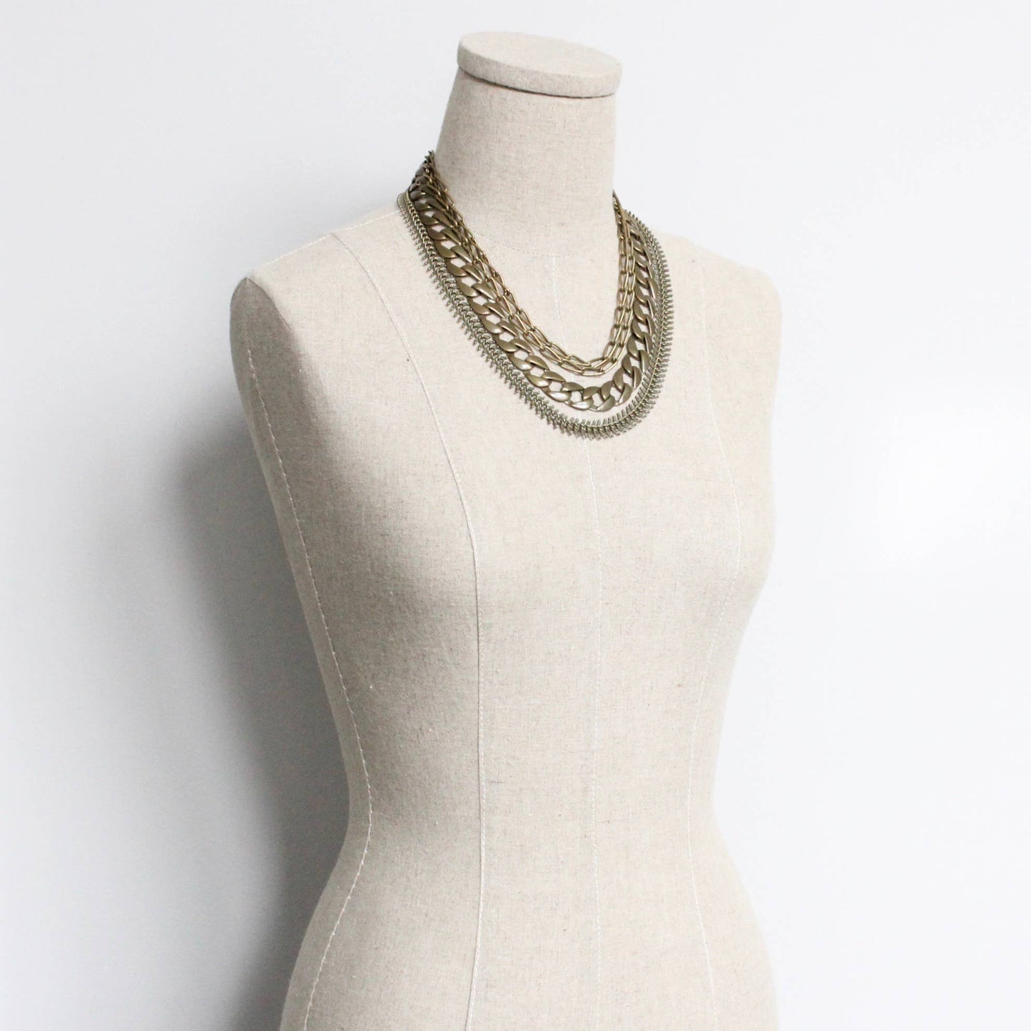 Multi strand brass ox chain necklace