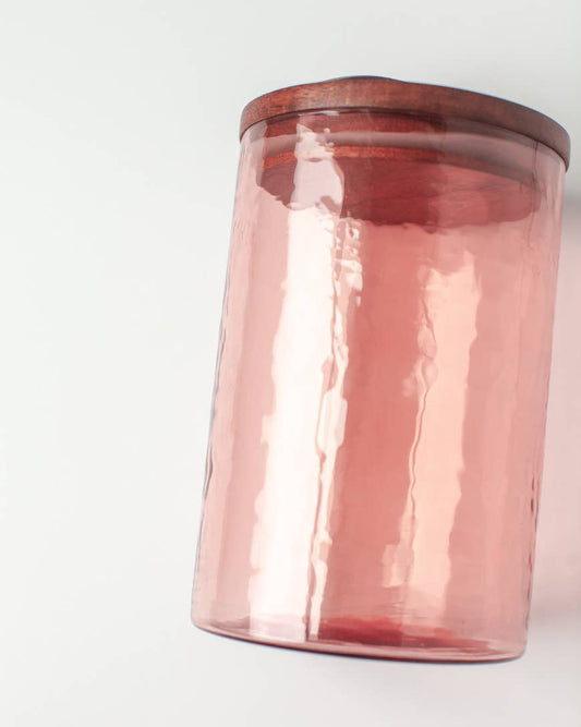 Handblown Hammered Glass Canisters : Blush