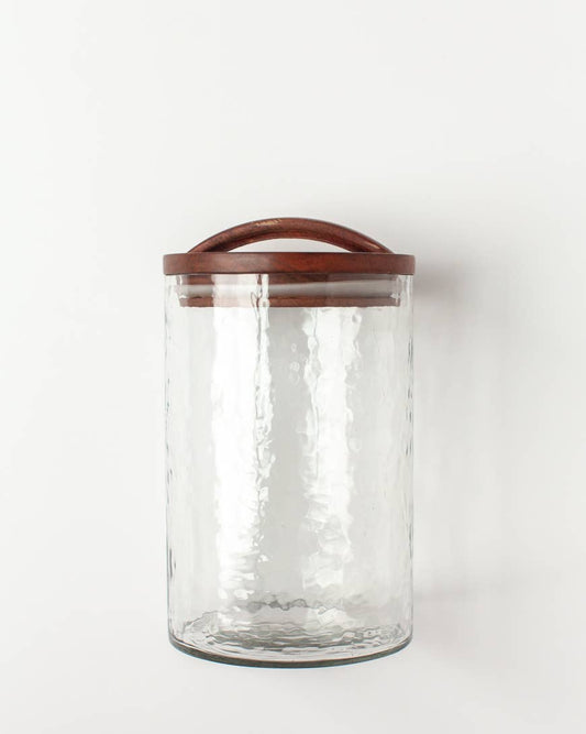 Handblown Hammered Glass Canisters : Clear