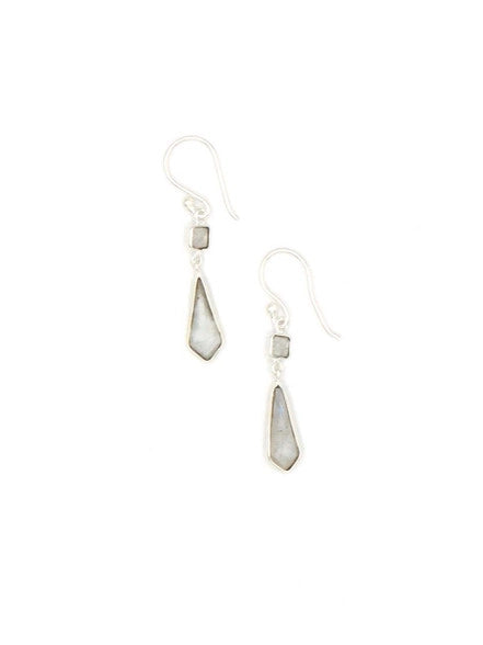Geometric Elegance White Drop Earrings Brass