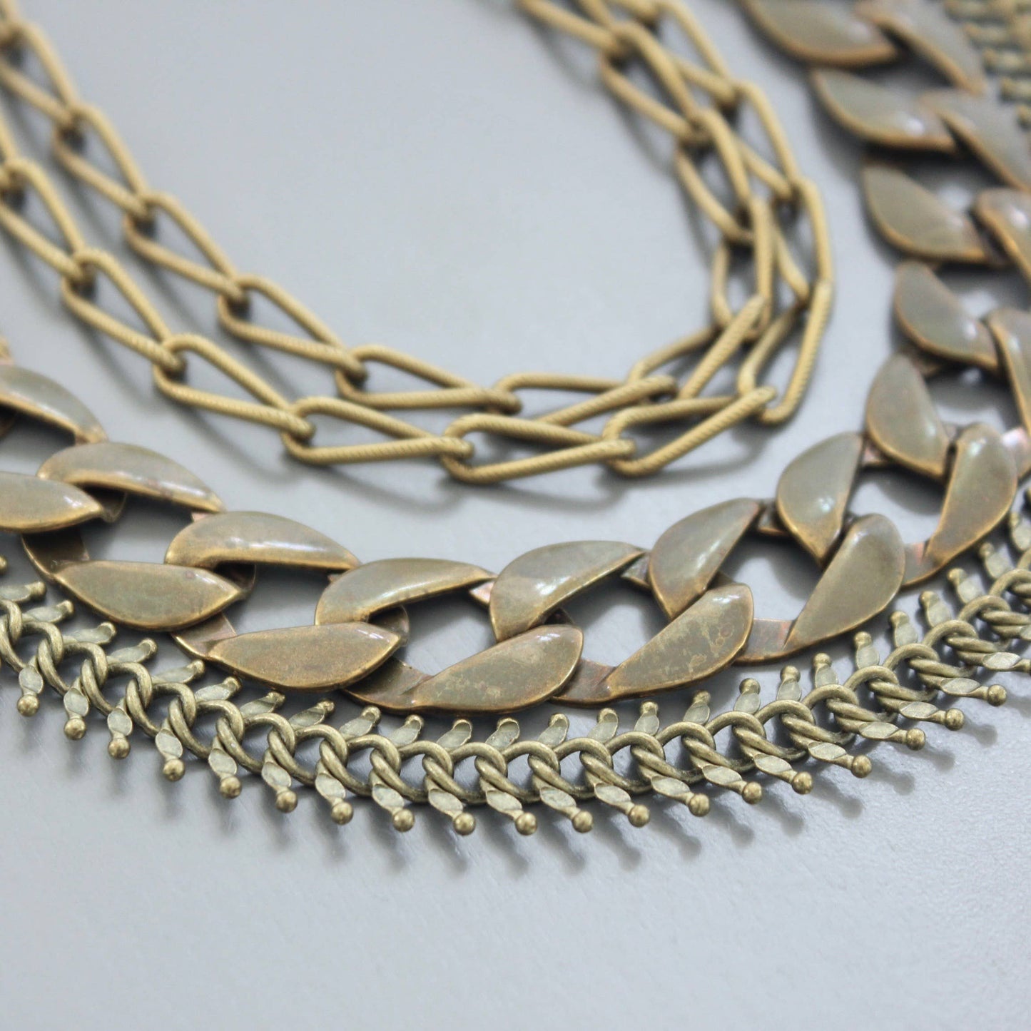 Multi strand brass ox chain necklace