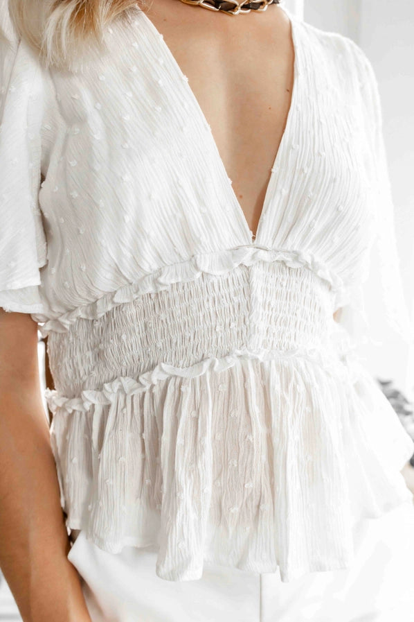 White Parker Ruffled Blouse