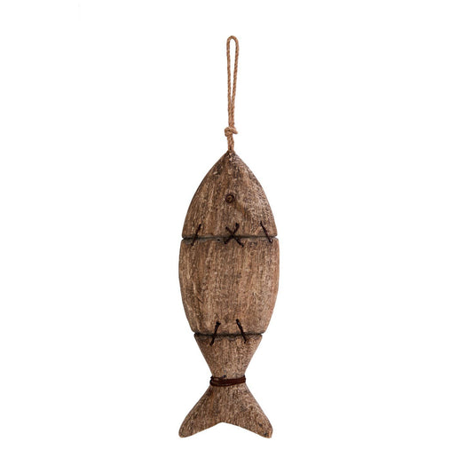 Large Wooden Fish on a Rope tri Wired Hanging Décor Sign