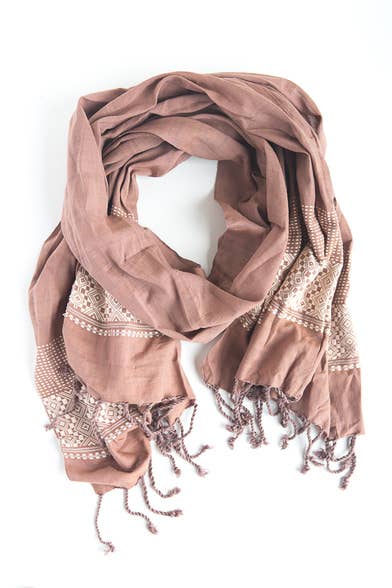 Tuyen Patterned Scarf - Mauve